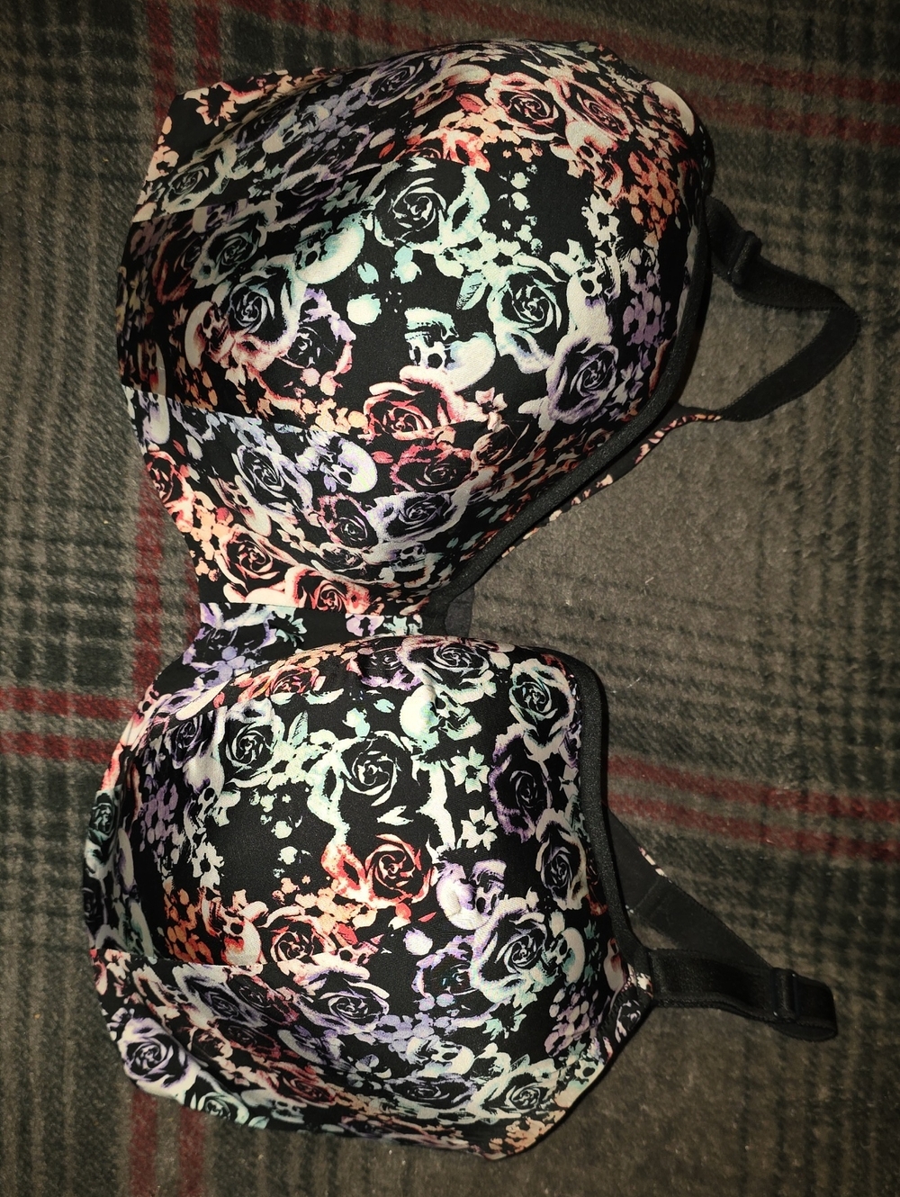 torrid Black Floral Rose Print T-Shirt Bra